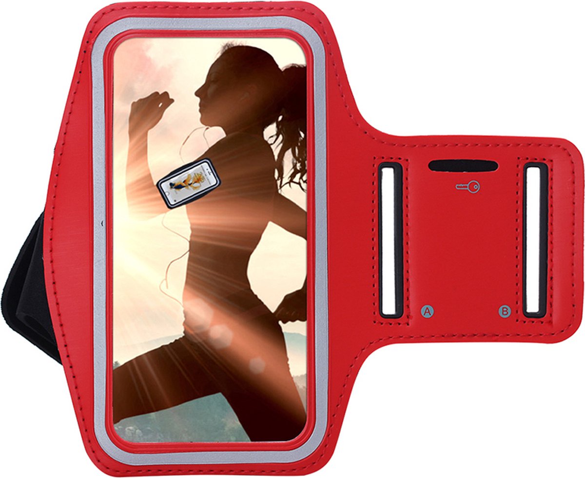 Sportarmband - MoDo Hoesje Geschikt voor Google Pixel 4 XL/ Pixel 6 Pro/ Pixel 7 Pro hoesje - Sportband - Hardloop armband telefoon - Sport armband - Hardloop telefoonhouder - Rood