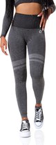 Dames sportlegging - Hoge taille - Zwart Melange - Maat S