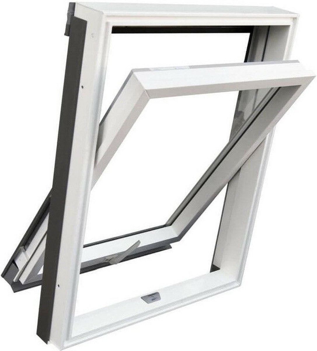 TimLux PRO dakraam, PVC, wit M6R 78x112, Incl. gootstuk
