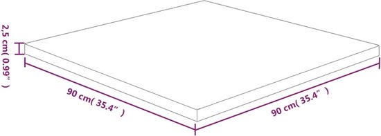 vidaXL Plateau de table carré 90 x 90 x 2,5 cm Chêne massif Marron clair