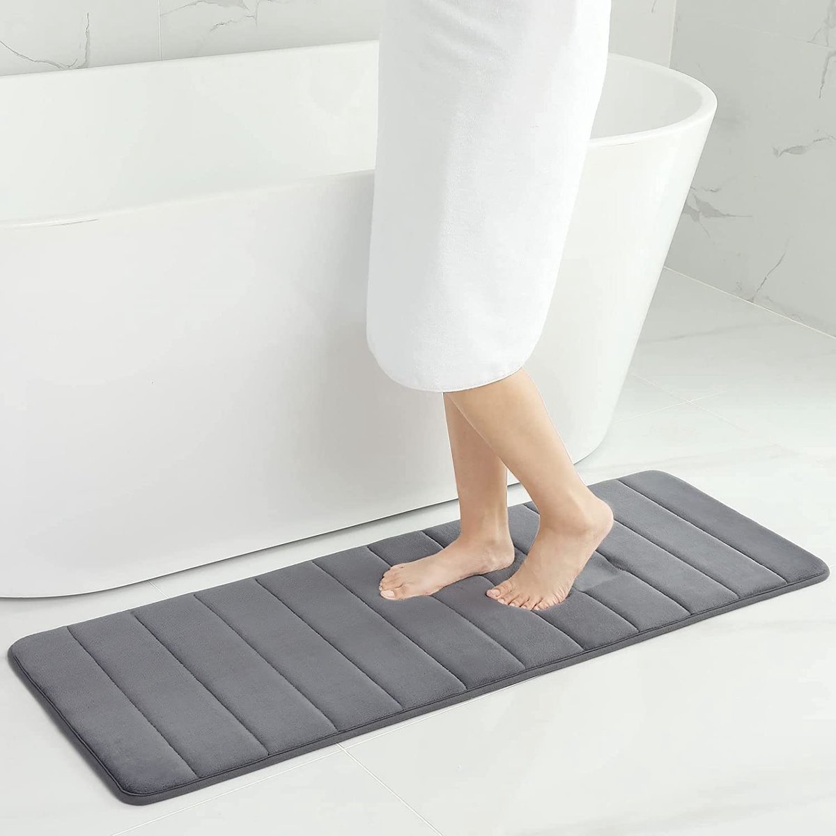 Homaxy Traagschuim Badkamermatten Absorberende Antislip Badmat Wasbare Badmat - 43 x 120 cm, Donkergrijs