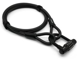 Kabelgleuf 2 Meter Lang - Met cijfercombinatie - 200 cm cijferslot - Stalen Kabelslot - 2 m Met Klittenbandsluitingen, Stalen Kabel 200 cm Met Cijfercode - Voor Fiets, Tuinmeubelen en Fietsslot