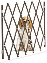 Barrière pour chien d'intérieur Relaxdays - harmonica - barrière d'escalier pour chien - marron - porte de barrière de sécurité