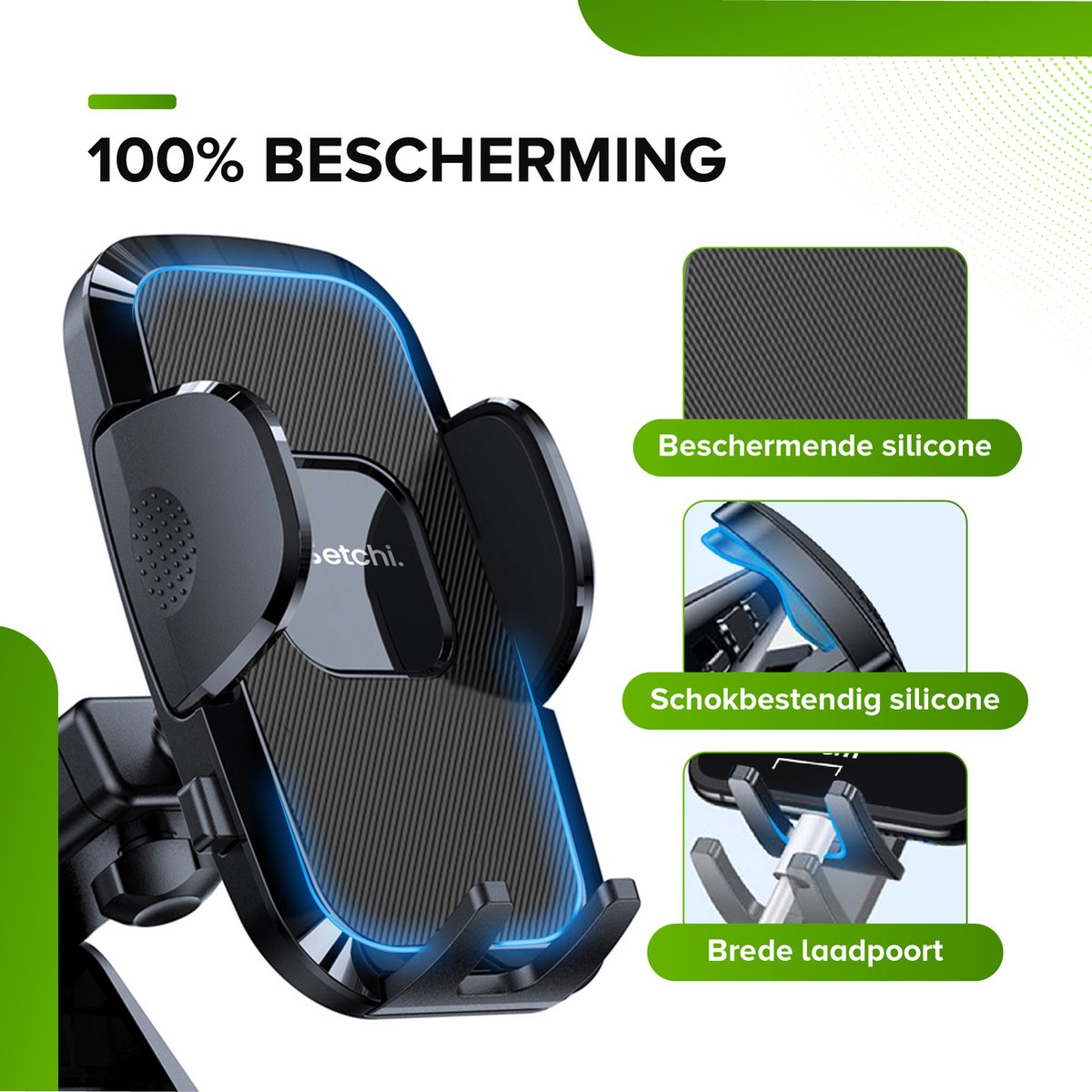 iSetchi Telefoonhouder Auto met Extra Sterke Zuignap (3-in-1) - Autohouder Voor Raam, Dashboard & Ventilatie Luchtrooster - GSM Mobiel Houder – foto 3