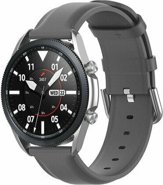 By Qubix - 22mm - Garmin Vivoactive 4 - Vivoactive 4L - Classic leren bandje - Grijs - leather - Garmin bandje