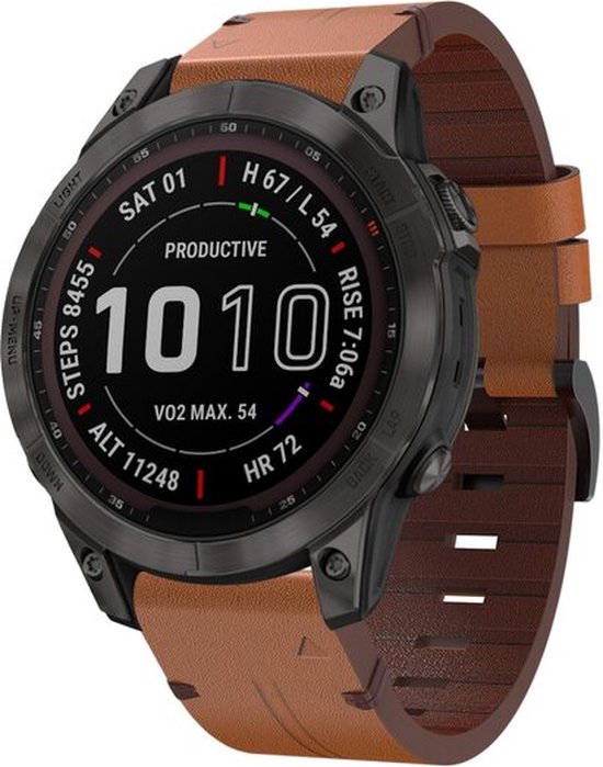 By Qubix 22mm Quickfit Leren bandje Bruin Geschikt voor Garmin Approach S60 bol