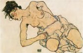 Egon Schiele - Knielende halfnaakte vrouw - Kunstposter - 40x50 cm