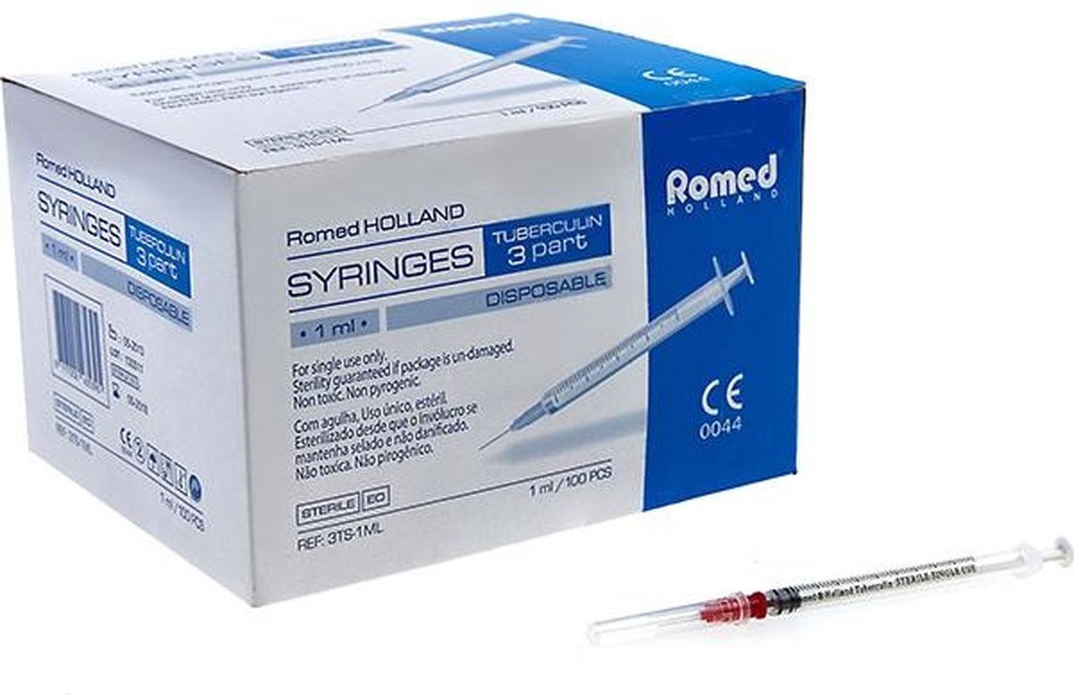 Goedkoopste Romed 3-delige tuberculine spuit met naald 29G x 0.5 Romed - Voor het injecteren van zeer kleine hoeveelheden vloeistof - Steriel verpakt