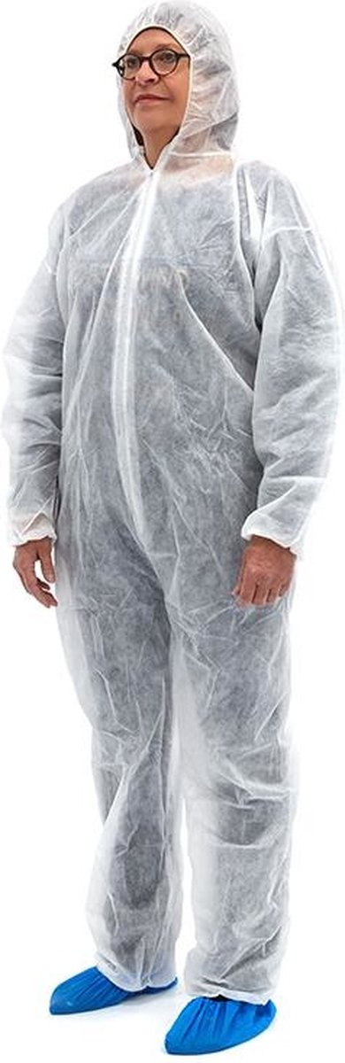 Goedkoopste Wegwerp overall XXL Romed - Wit - 100 Polypropyleen / non woven - Met capuchon