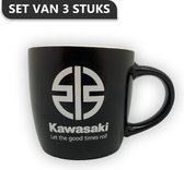 Kawasaki® - The Office Mug – Giftset – Set van 3 stuks - Beker - Koffiekop - Koffiemok - Vaderdag - Vaderdag cadeau - Cadeautjes voor vrouwen - Cadeautjes voor vrouwen – Verjaardagscadeau
