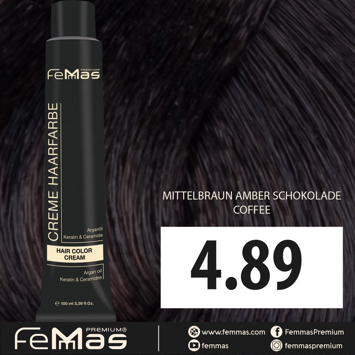 Femmas (4.89) - Haarverf - Chocolade Amber Middenbruin - 100ml