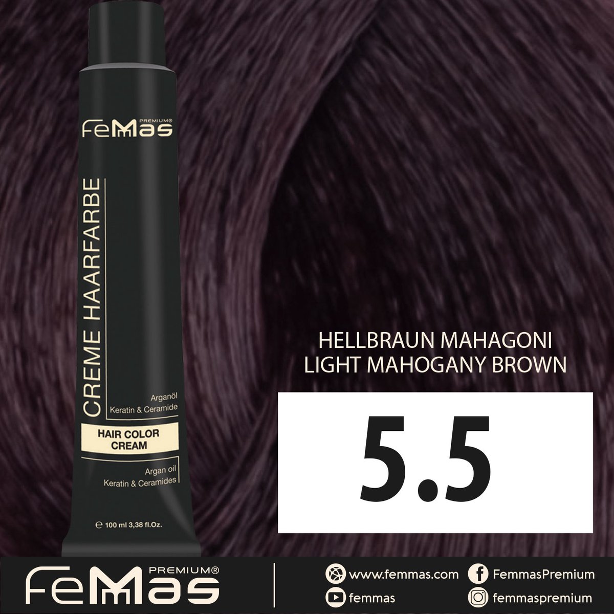 Femmas (5.5) - Haarverf - Lichtbruin Mahonie - 100ml