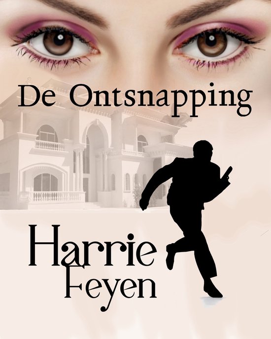 De Ontsnapping door Harrie Feyen. Man in pak met pistool rent weg van groot wit huis.
