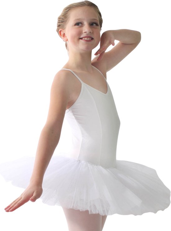 Arshiner Balletkleding voor meisjes, opgeblazen lange mouwen, kinderballetjurk, balletpak, dansjurk, tutu, balletdansbody met 3-laags tutu, 2-8 jaar, lichtblauw, 140