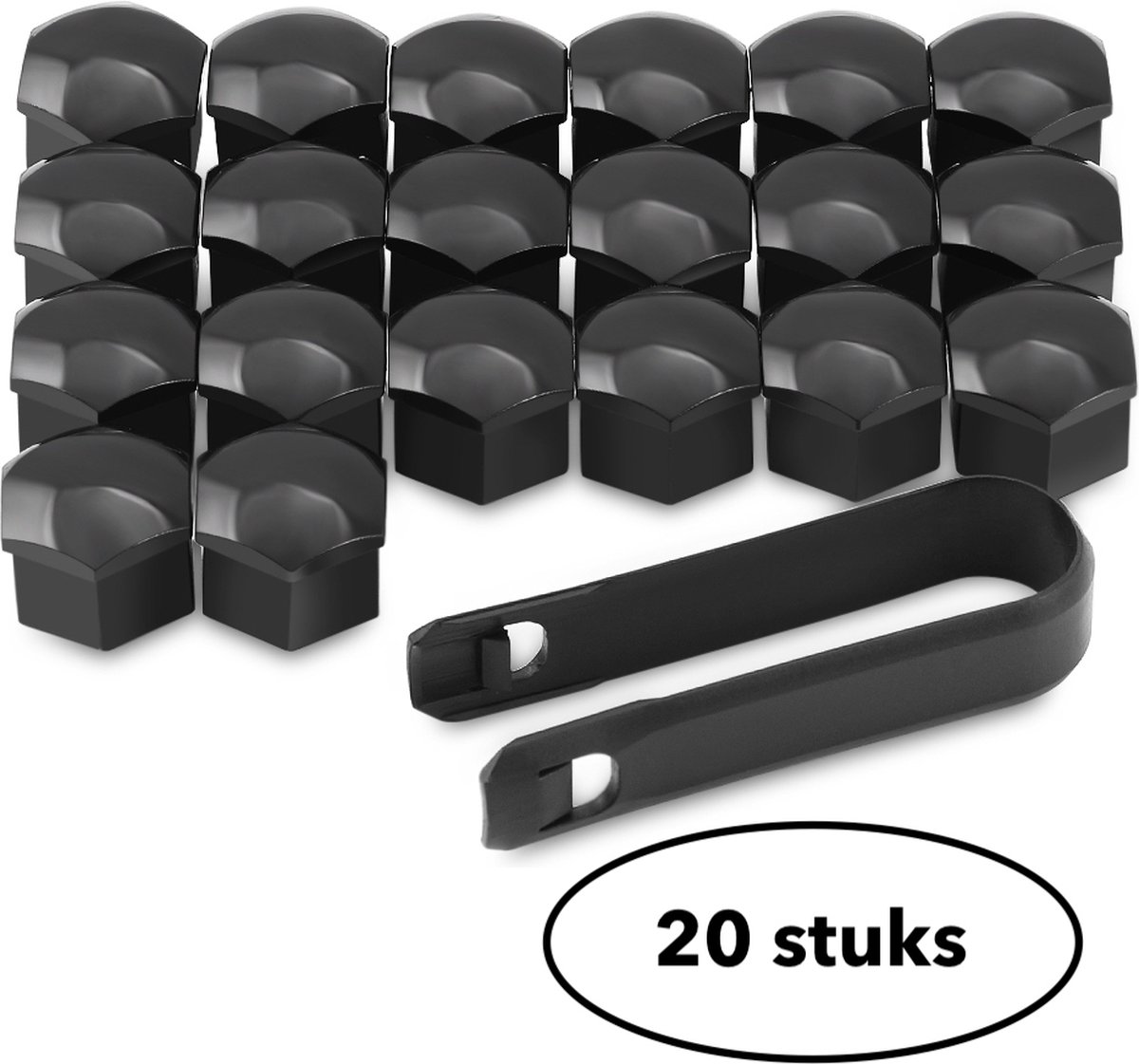 Zwarte wielmoerkapjes 17 mm - universele Wielmoerdoppen - 17mm - 20 stuks