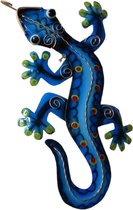 Floz Design gekko voor aan de muur - gekko blauw - binnen of buiten - 26 cm - fairtrade