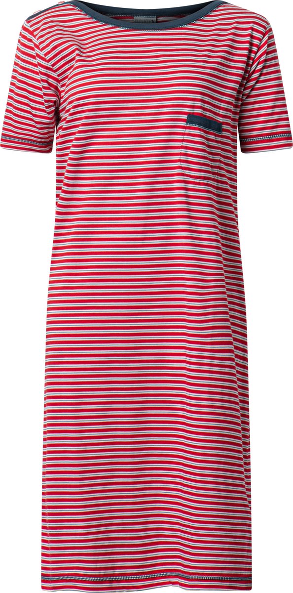 Lunatex dames nachthemd korte mouw 224150 met boothals - rood
