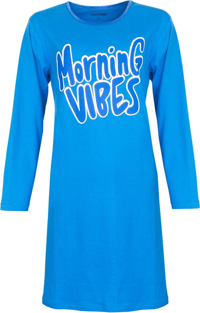 Temptation Dames Nachthemd - Morning Vibes Print - Blauw