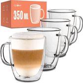 Dubbelwandige latte macchiato-glazen, koffieglas, theeglazen - mokkakopjes , Koffiekopjes , espressokopjes - kopjes - Cappuccino kopjes 4*350ml