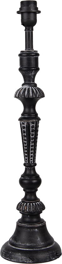 HAES DECO - Lampenvoet - Formaat Ø 15x60 cm, kleur Zwart, gemaakt van Hout|Polyresin voor Fitting E27/max 1x60W - Lampvoet, Tafellamp