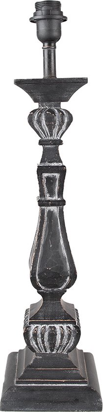 HAES DECO - Lampenvoet - Formaat 15x15x59 cm, kleur Zwart, gemaakt van Hout|Polyresin voor Fitting E27/max 1x60W - Lampvoet, Tafellamp