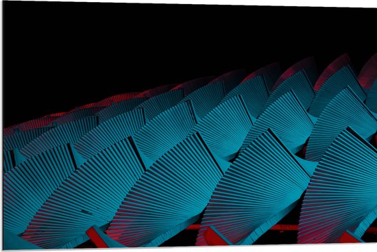 Dibond - Abstract Tafereel van Blauwe Vakken met Textuur - 90x60 cm Foto op Aluminium (Wanddecoratie van metaal)