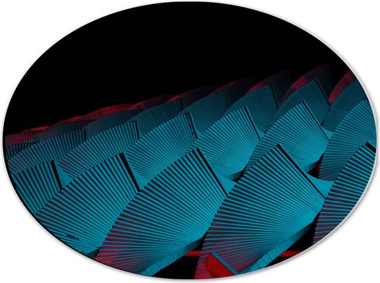 Dibond Ovaal - Abstract Tafereel van Blauwe Vakken met Textuur - 40x30 cm Foto op Ovaal (Met Ophangsysteem)
