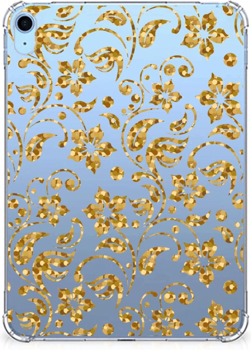 iPad (2022) 10.9 Siliconen Hoesje Gouden Bloemen