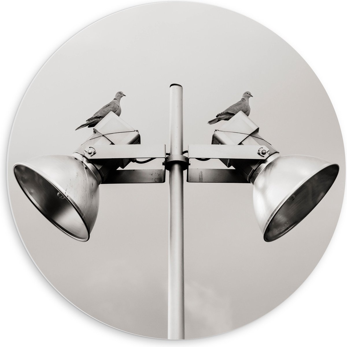 PVC Schuimplaat Muurcirkel - Grote Speakers op Paal - 60x60 cm Foto op Muurcirkel (met ophangsysteem)