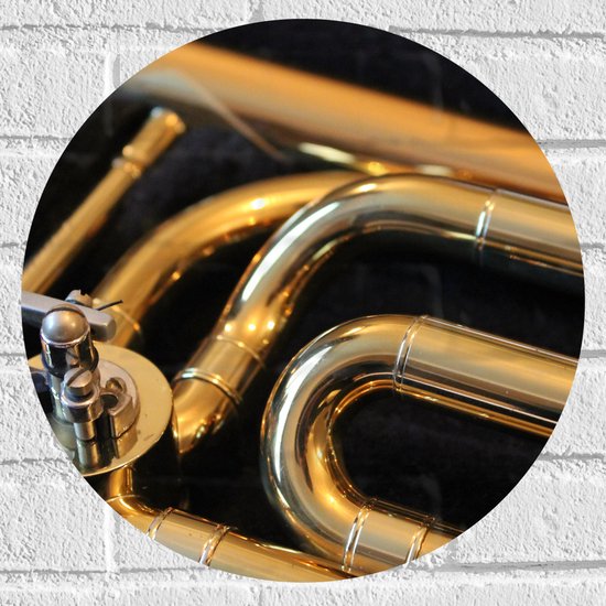 Foto: Muursticker cirkel gouden details van blaasinstrument 40x40 cm foto op muursticker