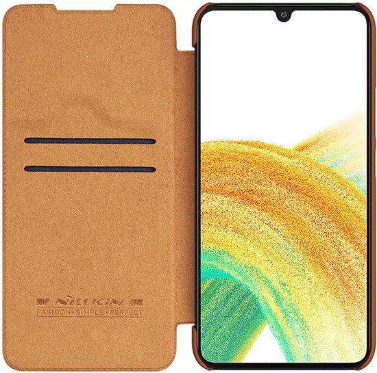 Telefoonhoesje geschikt voor Samsung Galaxy A34 5G Hoesje - Qin Leather Case - Flip Cover - Bruin