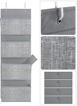 Hang Organizer, hangrek met 4 vakken, voor de deur, slaapkamer, kantoor, kledingkast, 33,5 x 12 x 100 cm, grijs gemêleerd