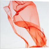Acrylglas - Abstract Koraalroze Doek - 100x100 cm Foto op Acrylglas (Met Ophangsysteem)