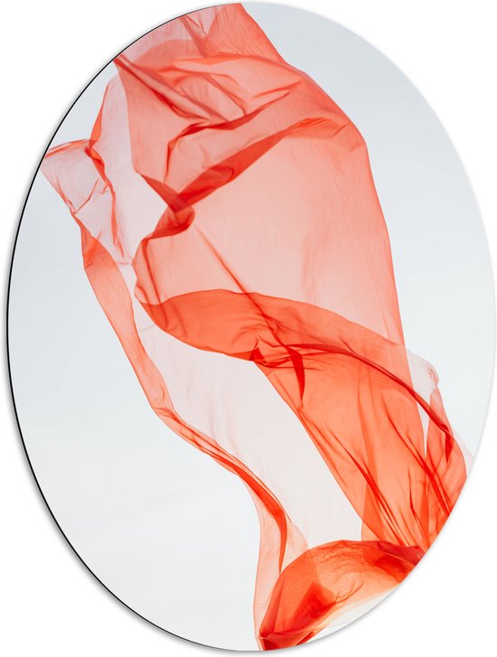 Dibond Ovaal - Abstract Koraalroze Doek - 72x96 cm Foto op Ovaal (Met Ophangsysteem)