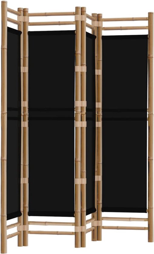 vidaXL - Kamerscherm - 4-panelen - inklapbaar - 160 - cm - bamboe - en - canvas