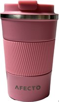 koffie to go beker | coffee to go | isolerende beker roze | herbruikbaar | inhoud 380 ml