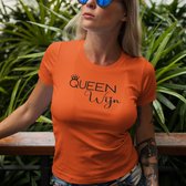 Koningsdag Dames T-shirt-Queen wijn- Oranje shirt-Maat S