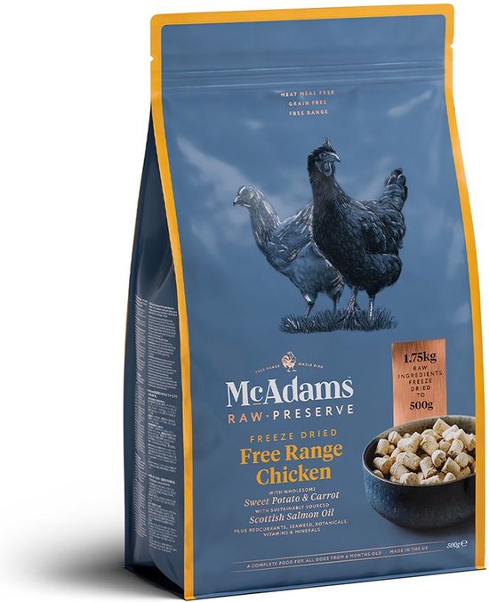 McAdams Raw Preserve Gevriesdroogde Kip Voor Honden 2kg