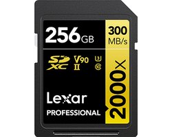 Lexar SD Pro Gold Series UHS-II 2000x 256GB - Lezen 300MB/s, Schrijven 260MB/s - V90