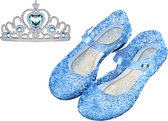 Chaussures Frozen Princess - bleu - pointure 29 - Coffret cadeau pour votre robe de princesse - semelle 17,5 cm + diadème