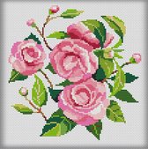 Borduurpakket Mandala - Camellia Flowers - telpatroon om zelf te borduren - Awsome Patterns