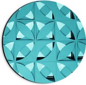 Dibond Muurcirkel - Blauw Abstract Patroon van Bladeren - 20x20 cm Foto op Aluminium Muurcirkel (met ophangsysteem)