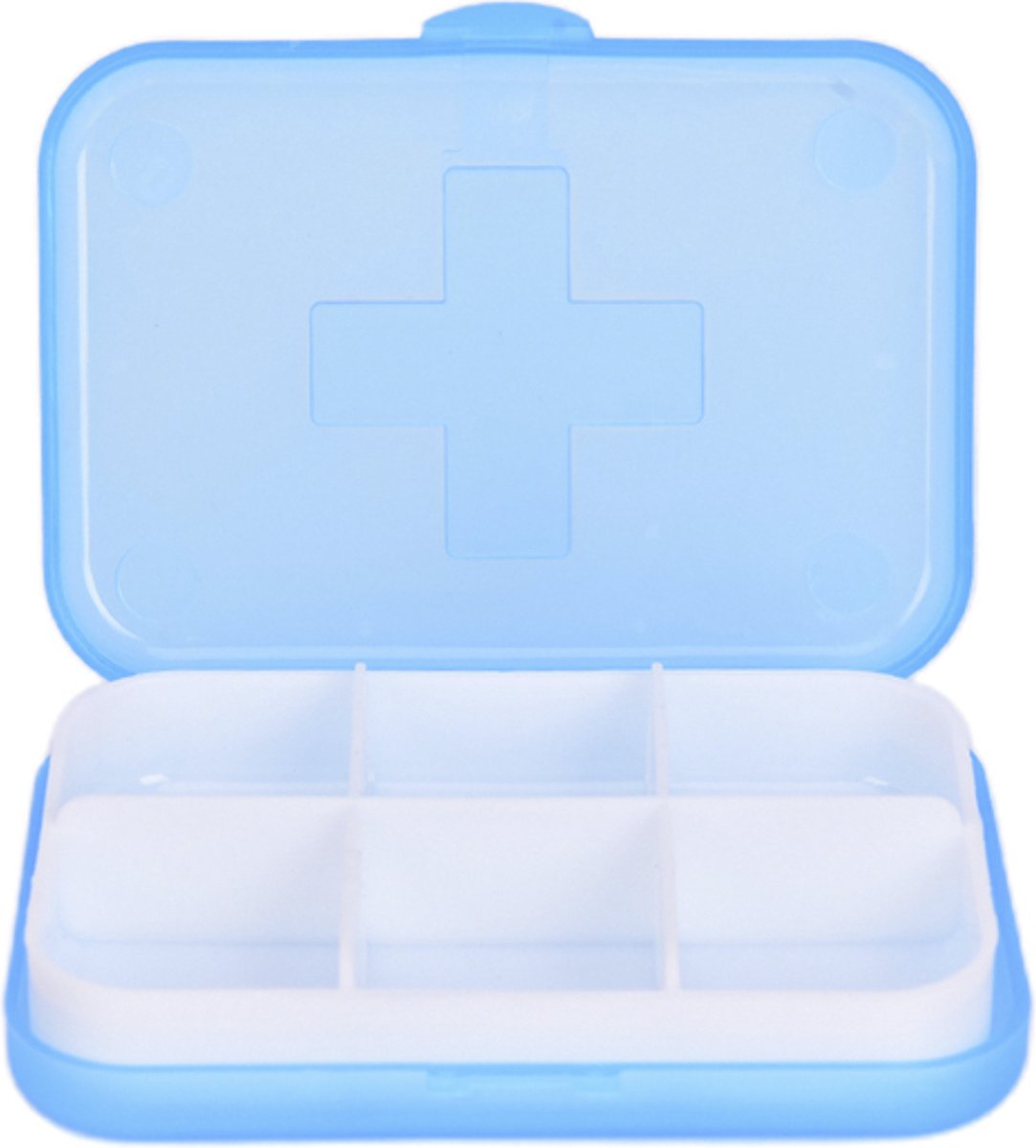 Cabantis Mini Pillendoosje 6 Vakjes - Mini-Pillen Organizer - Mini-Medicijn Doosje - 8,8x6,5x2cm -Lichtblauw