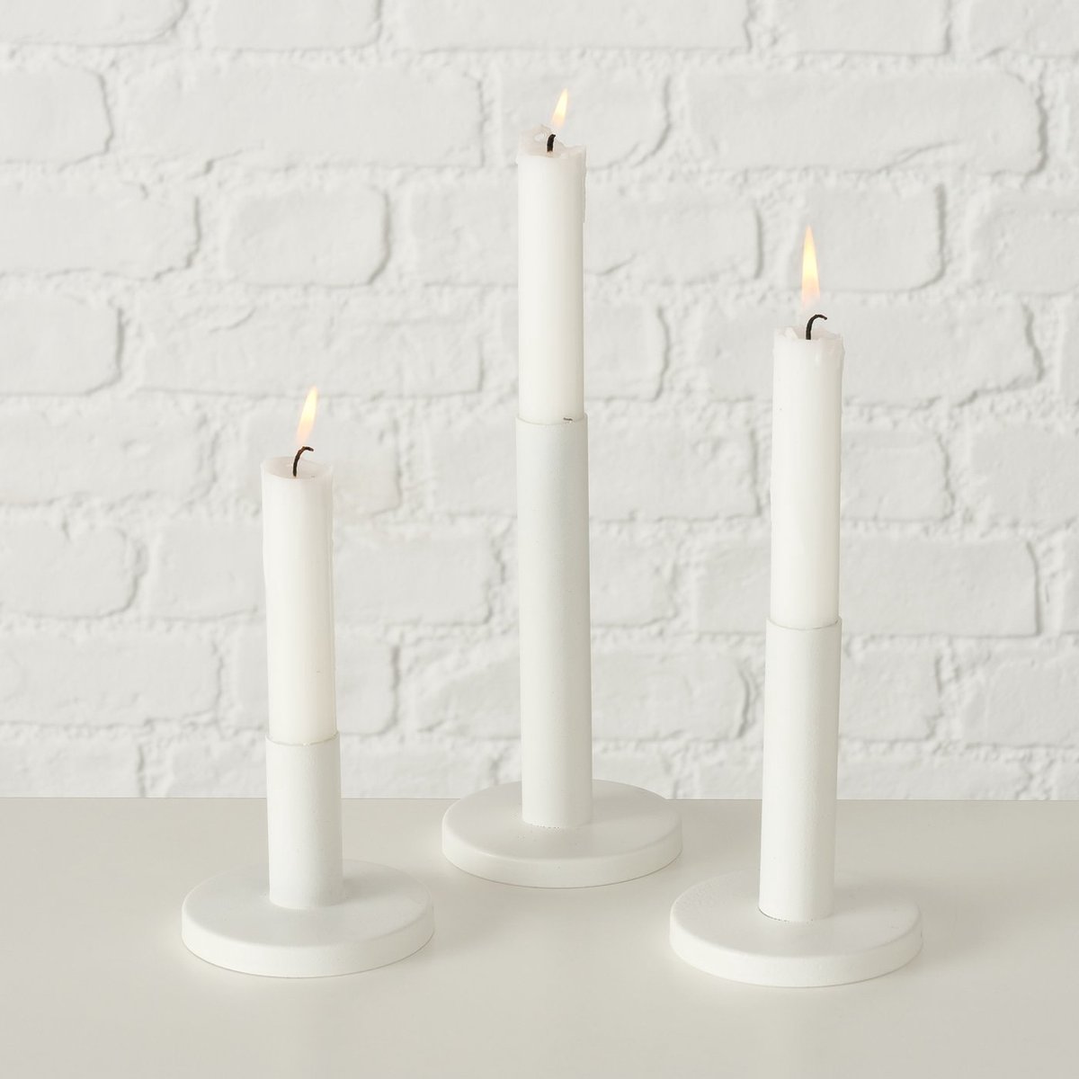 Kandelaar wit . Kaarsenhouder set van 3 stuks . Boltze
