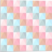 Acrylglas - Blokpatroon van Blauw, Bruin en Roze Vakken - 50x50 cm Foto op Acrylglas (Wanddecoratie op Acrylaat)