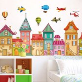 Huisjes - Muurstickers Kinderkamer - Muurstickers Babykamer - Muurdecoratie - XL Sticker