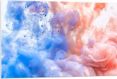 Acrylglas - Blauwe en Oranje Rook tegen Witte Achtergrond - 105x70 cm Foto op Acrylglas (Met Ophangsysteem)