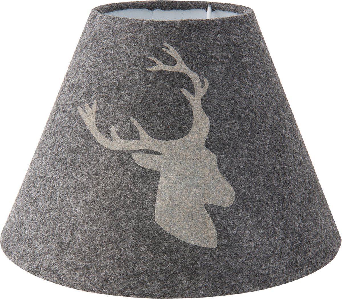 HAES deco Lampenkap Farm Living grijs met hert bedrukt formaat Ø 23x17 cm voor Fitting E27 Tafellamp Hanglamp