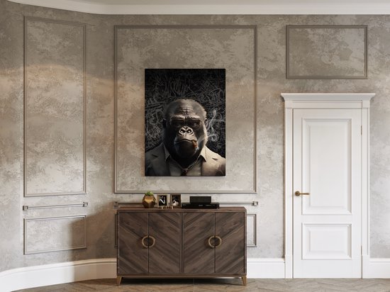 Poster op Hoge kwaliteit pvc - 40x50cm (zonder frame) - Wall street Art Monkey - Wanddecoratie - Canvas - Gorilla Graffiti wallpaper - Uniek design