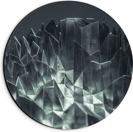 Dibond Muurcirkel - Abstracte IJzeren Pinnen - 20x20 cm Foto op Aluminium Muurcirkel (met ophangsysteem)